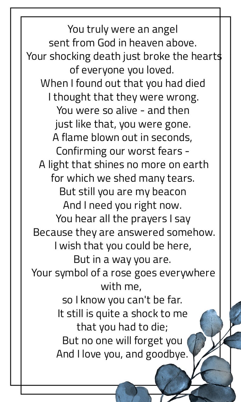 Editable Funeral Prayer Card Celebration of Life Blue Etsy