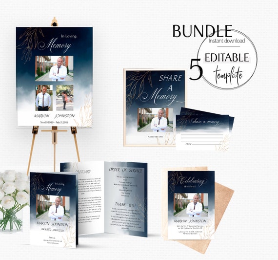 Download Funeral Bundle For Men Program Printable Funeral Memory Bundle Memorial Package Celebration Of Life Templates Memorial Service Diy F45 By Aoleta Catch My Party