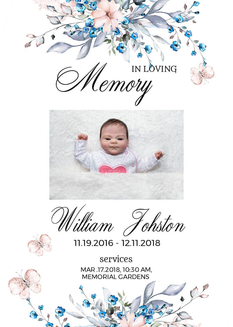Baby Memorial Program Editable Funeral Program Template Etsy