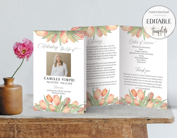 Editable Funeral Program Template Memorial Service Program
