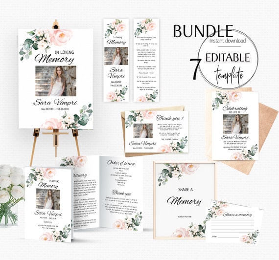 Download Funeral Bundle Printable Funeral Memory Bundle Editable Funeral Memorial Program Celebration Of Life Templates Memorial Service Diy F11