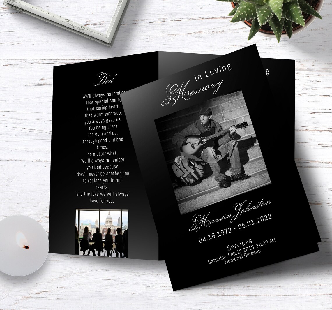 Editable Black Funeral Program Template Black Funeral Etsy