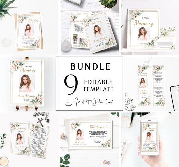 In Loving Memory Bundle Funeral Order Of Service Template Celebration Of Life Bundle Funeral Bundle Template Memorial Service Women F17 By Aoleta Catch My Party