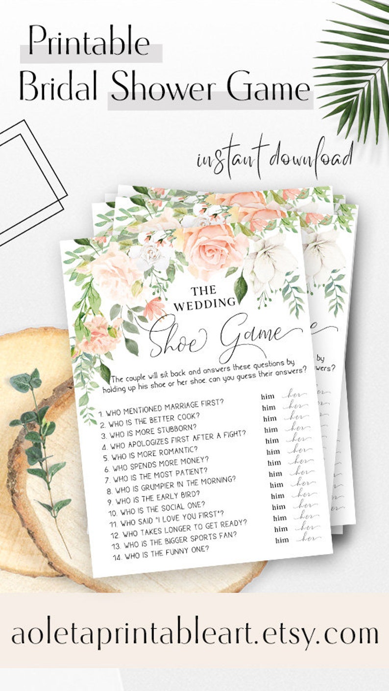 The Wedding Shoe Game Bridal Shower Printable Engagement