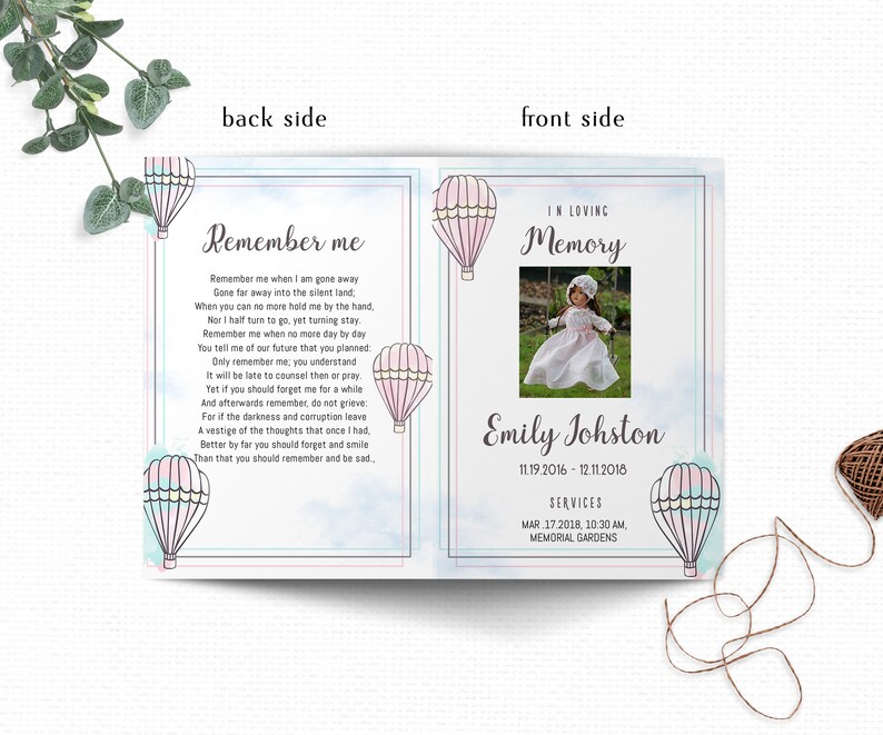 Editable Funeral Program Template Funeral Service Obituary Program Celebration of Life Child Funeral Program Baby Memorial Program