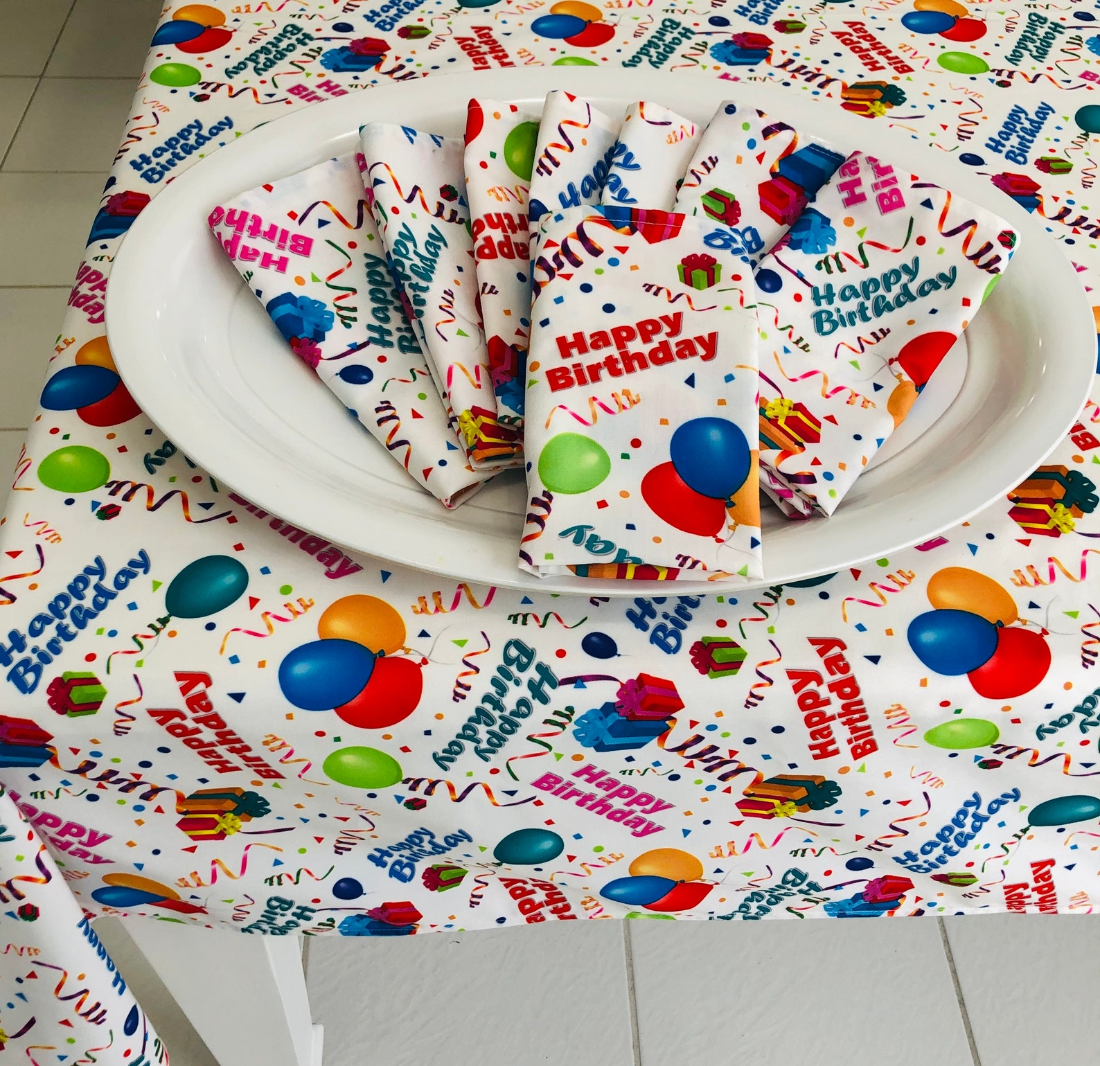 Happy Birthday Tablecloth Party Set 1 54 x 90 Etsy