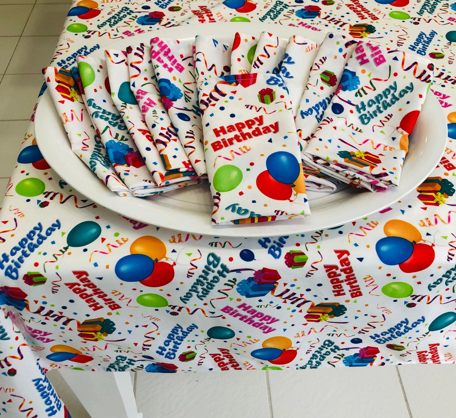 Happy Birthday Tablecloth Party Set 1 54 x 120 Etsy