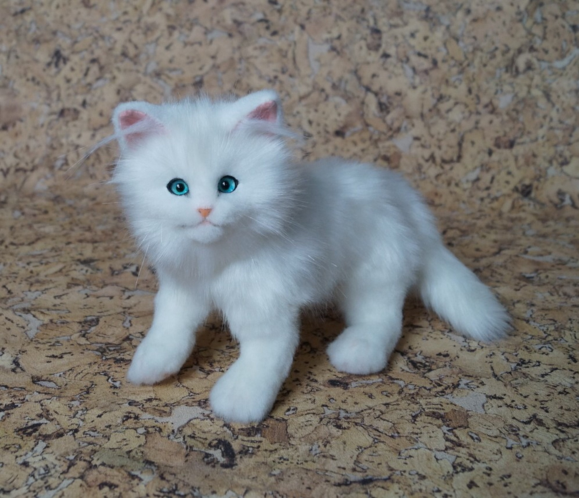 White cat Realistic stuffed animals Poseable art doll | Etsy