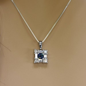 Natural Sapphire and  Baguette Diamond Pendant in 14k Gold | Solid 14k Gold | Fine Jewelry | Free Shipping