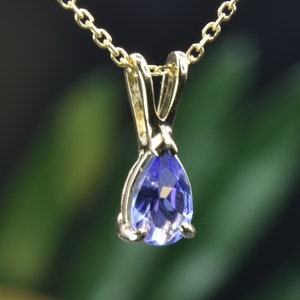 Natural Tanzanite Pendant in 14kt Solid Gold, Ready to ship, December birthstone, Tanzanite necklace, Dainty Tanzanite pendant, Gift for her
