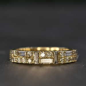 BAGUETTE DIAMOND RING, Gold Baguette ring in 14kt Solid Gold, Stackable ring, Christmas gift for her, Baguette wedding band, Birthday gift