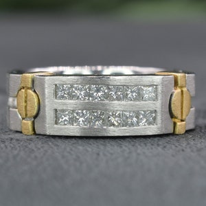 Mens Diamond Ring in 14kt Gold Gift for him Rings for men Mens jewelry Gift for men Male ring Fancy Diamond ring image 1