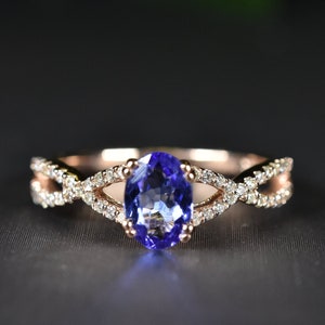 DAINTY TANZANITE RING. Tanzanite Diamond ring, Birthday gift, December Birthstone Ring, Tanzanite Engagement Ring, Anniversary gift for her image 1