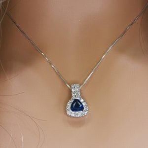 SAPPHIRE DIAMOND necklace in 14kt Gold, Ready to ship gift, September birthstone, Jewelry gift, Gift for her, Sapphire pendant