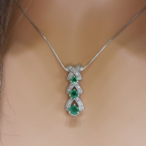 Emerald and Diamond Pendant in 14k Gold | May Birthstone | Fine Jewelry | Free Shipping | Gift for her