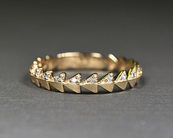 Micro Pave Diamond Ring in 14kt Gold | Diamond Stackable Ring | Bridal Jewelry | Solid Gold | Anniversary Gift | Diamond Band | Gold band