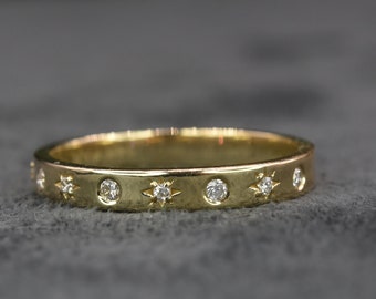 Love Ring | Micro Pave Diamond Ring in 14kt Gold | Diamond Stackable Ring | Bridal Jewelry | Solid 14k Gold | Wedding band |