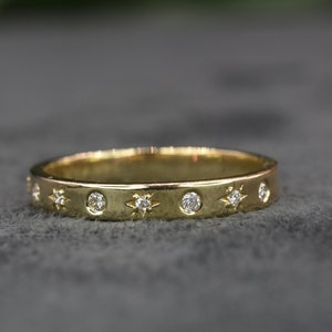 Liebesring | Micro Pave Diamant Ring in 14kt Gold | Diamant Stapelring | Brautschmuck | Massive 14k Gold | Hochzeitsband |
