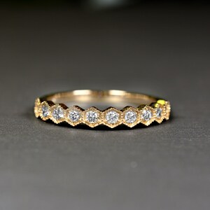 14kt Gold Micro Pave Diamond Ring | Diamond Stackable Ring | Bridal Jewelry | Solid 14k Gold | Anniversary Gift