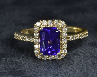 TANZANITE RING, Natural Tanzanite Engagement Ring, jewelry gift, December birthstone, Gift for wife, Diamond Tanzanite ring, Gift for her