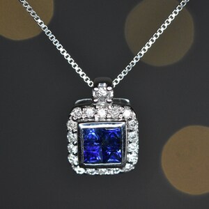 Natural Sapphire and Diamond Pendant in 14k Gold | Solid 14k Gold | Fine Jewelry | Free Shipping
