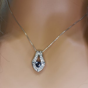 Natural Sapphire and Diamond Pendant in 14k Gold | Solid 14k Gold | Fine Jewelry | Free Shipping