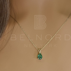 Natural Pear Shape Emerald Pendant in 14k Gold | May Birthstone | Fine Jewelry | Handmade jewelry | Gold pendant | Gift for her