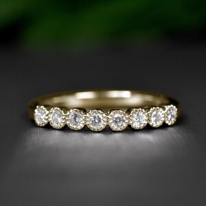Diamond band, Dainty diamond gold ring, Bridal jewelry, Promise ring, Gift for her, Half eternity band, Diamond ring band, Graduation gift