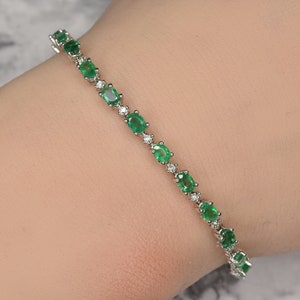 EMERALD DIAMOND GOLD Bracelet, Ready to ship gift, Natural Emerald Bracelet, Jewelry gift, Birthstone bracelet, Fine jewelry, Gift for her