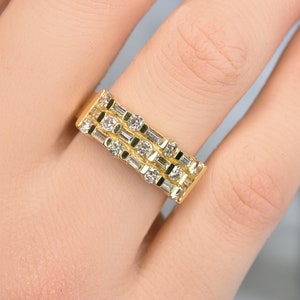 14kt Gold Micro Pave Baguette Diamond Ring | Diamond Wedding Band | Bridal Jewelry | Solid 14k Gold | Baguette ring | Baguette band