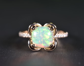 Opal Ring, Ethiopian Opal Ring, Natural Opal Ring, Opal Engagement Ring, Opal Gold Ring, Gift for her, Rose Gold Ring, Solid Gold Ring