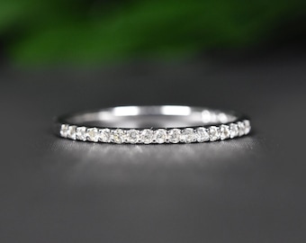 DAINTY DIAMOND ring, Pave diamond gold ring, Half eternity band, Minimalistic ring, Diamond wedding band, Stackable ring, Bridal jewelry,