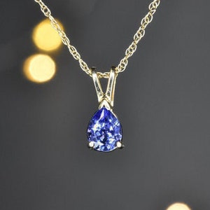 Natural Tanzanite Pendant in 14k Gold | Solid 14k Gold | Fine Jewelry | Free Shipping | Teardrop Tanzanite Pendant | December Birthstone