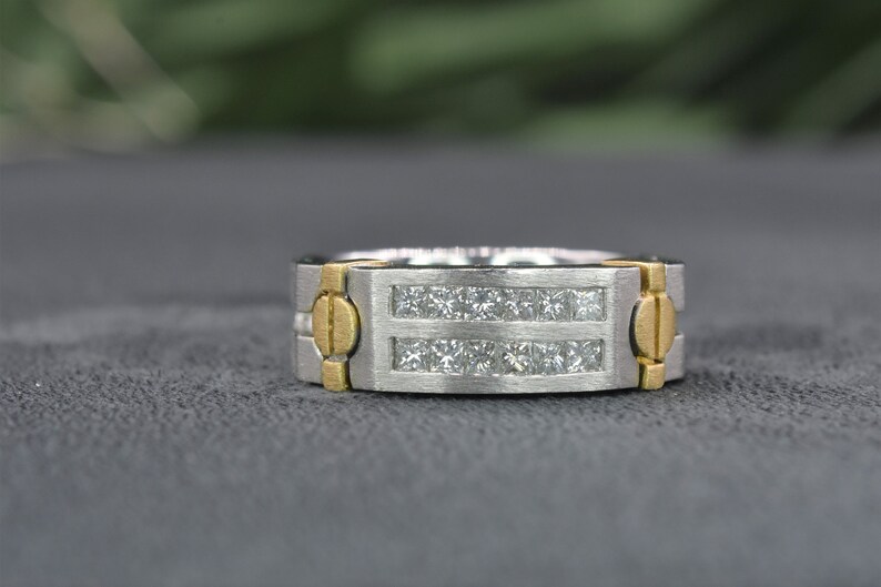 Mens Diamond Ring in 14kt Gold Gift for him Rings for men Mens jewelry Gift for men Male ring Fancy Diamond ring image 1