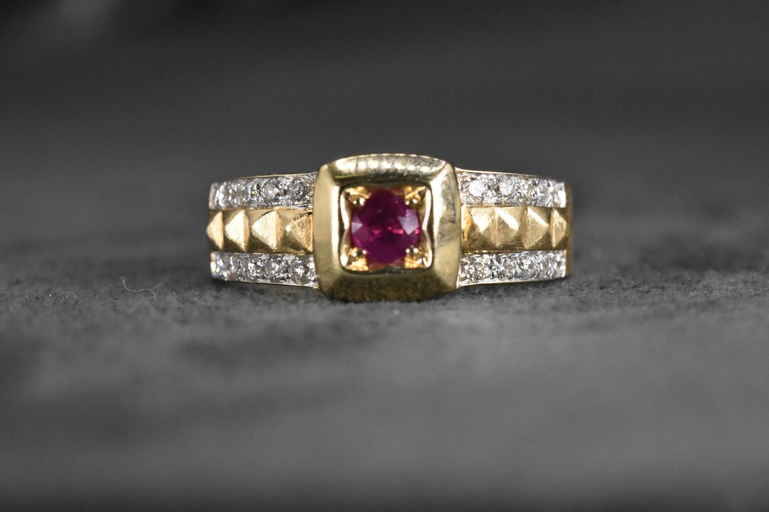 Men Gold Ring Ruby Inlay Mens Ruby Ring in 14k Solid Gold, Gift for Him, Rings for Men, Mens ...