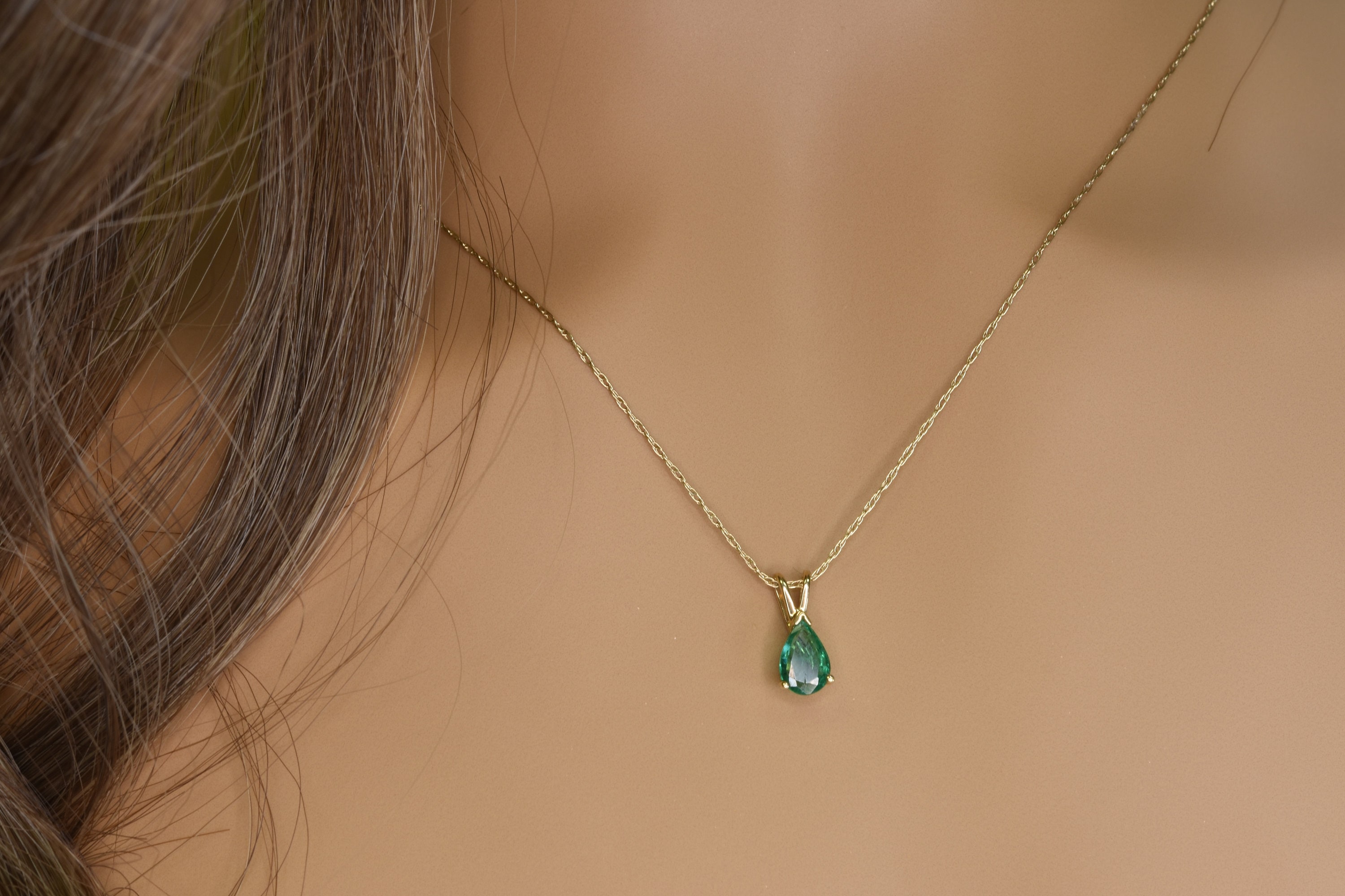 Natural Emerald Pendant Pear Shape Emerald Pendant in 14kt | Etsy