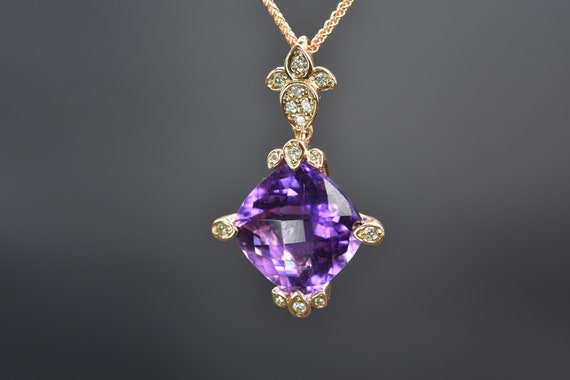 Extremely Rare AMETHYST DIAMOND GOLD Necklace Ready to Ship - Etsy