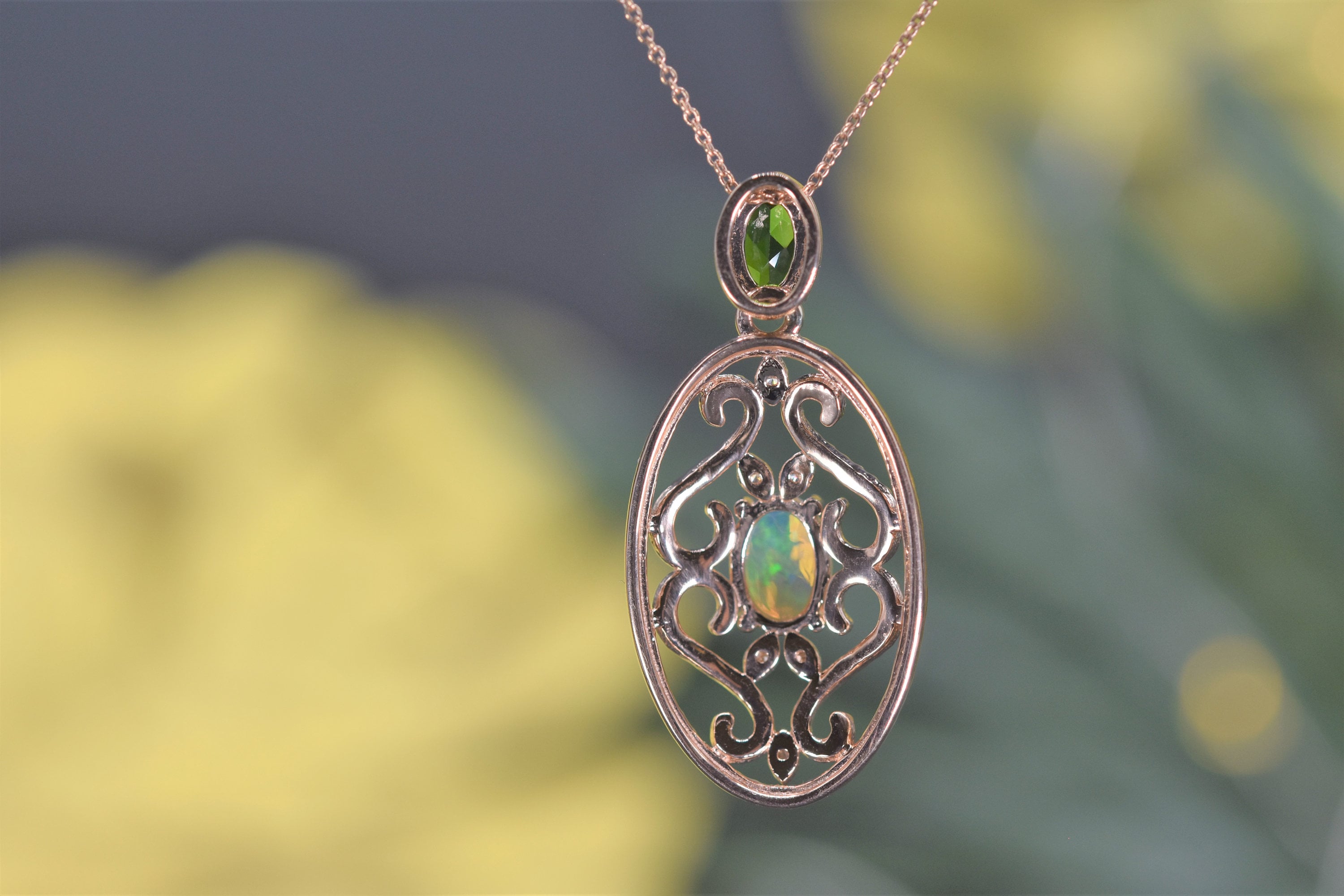 OPAL DIAMOND Necklace in 14kt Solid Gold Jewelry Gift Etsy UK