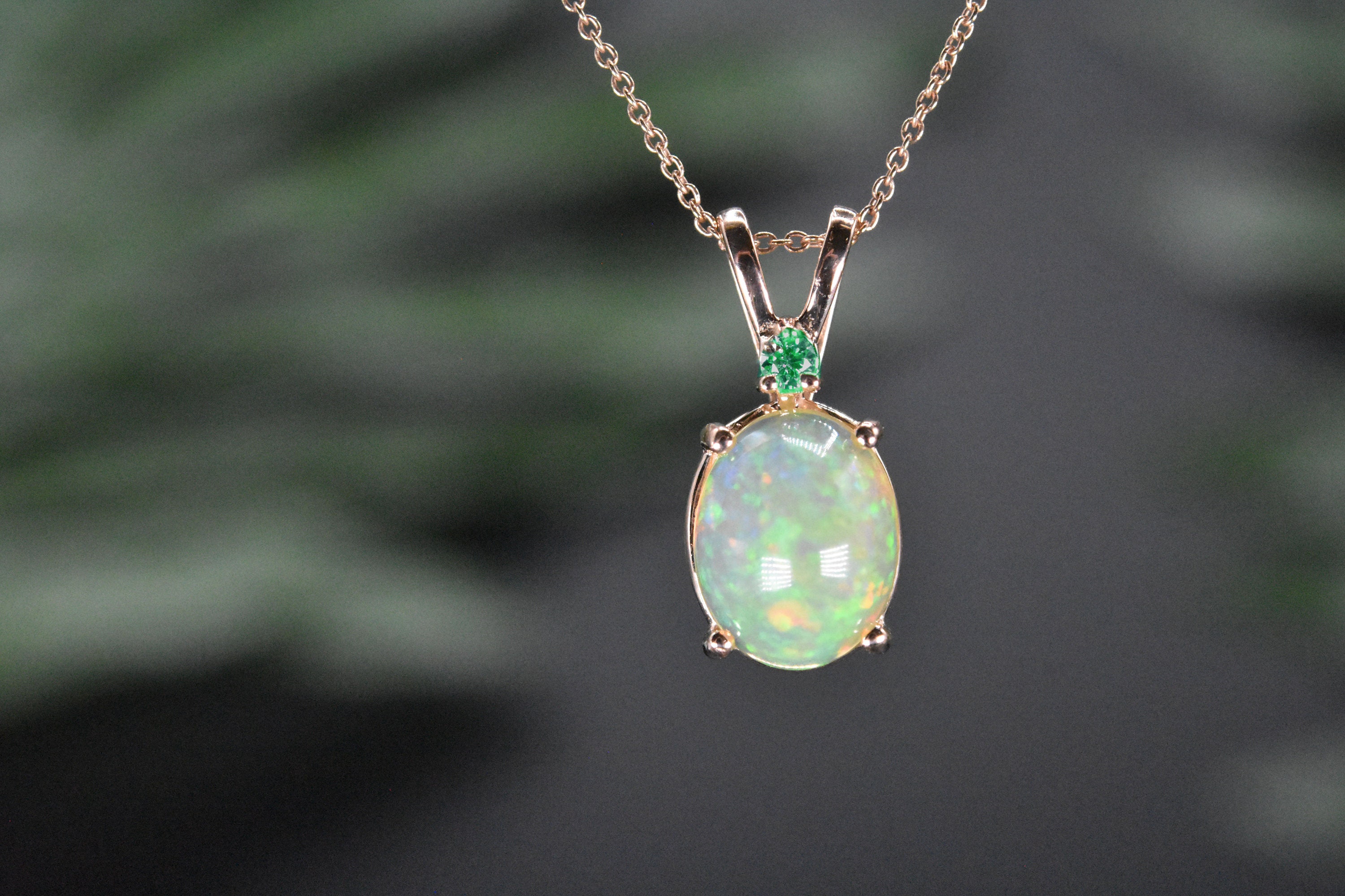 EMERALD OPAL GOLD Necklace Natural Emerald Pendant Jewelry - Etsy