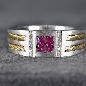 Mens Ruby Ring in 14k Solid Gold, Gift for him, Rings for men, Mens jewelry, Gift for men, Male ring, Ruby ring, Diamond ring for men