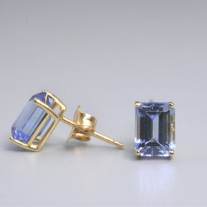 Tanzanite Earrings in 14k Gold | Solid 14k Gold | Fine Jewelry | Free Shipping | December Birthstone | Tanzanite Stud Earrings |