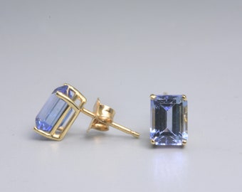 Tanzanite Earrings in 14k Gold | Solid 14k Gold | Fine Jewelry | Free Shipping | December Birthstone | Tanzanite Stud Earrings |