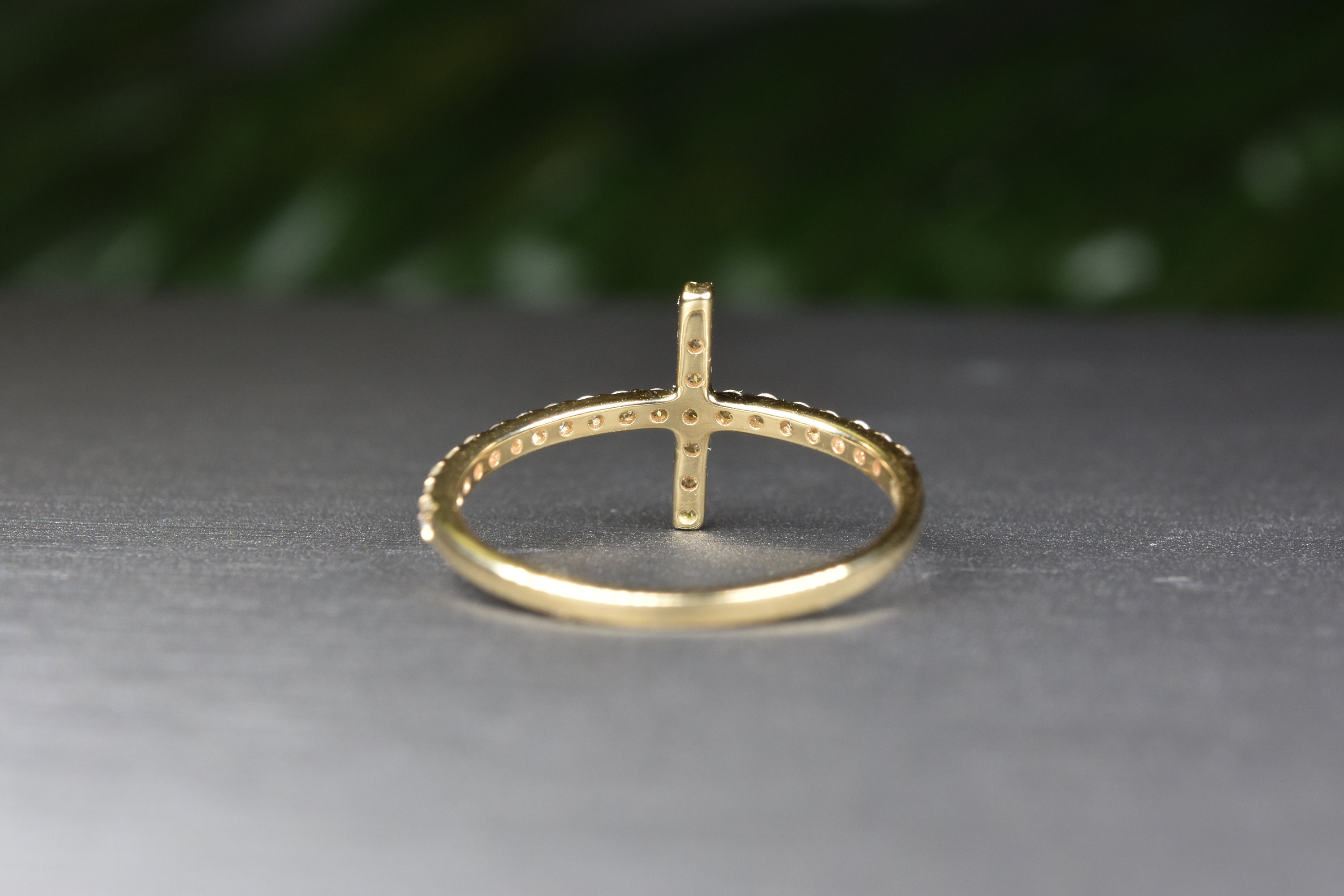 Lateral Cross Rings Sideways Cross Ring Gold Cross Ring Diamond Stackable Ring | Etsy