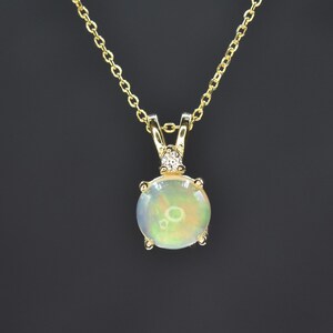 OPAL DIAMOND GOLD necklace, Dainty gold opal pendant, Jewelry gift, Valentines gift, Necklaces for women, Fine jewelry, Fire opal pendant