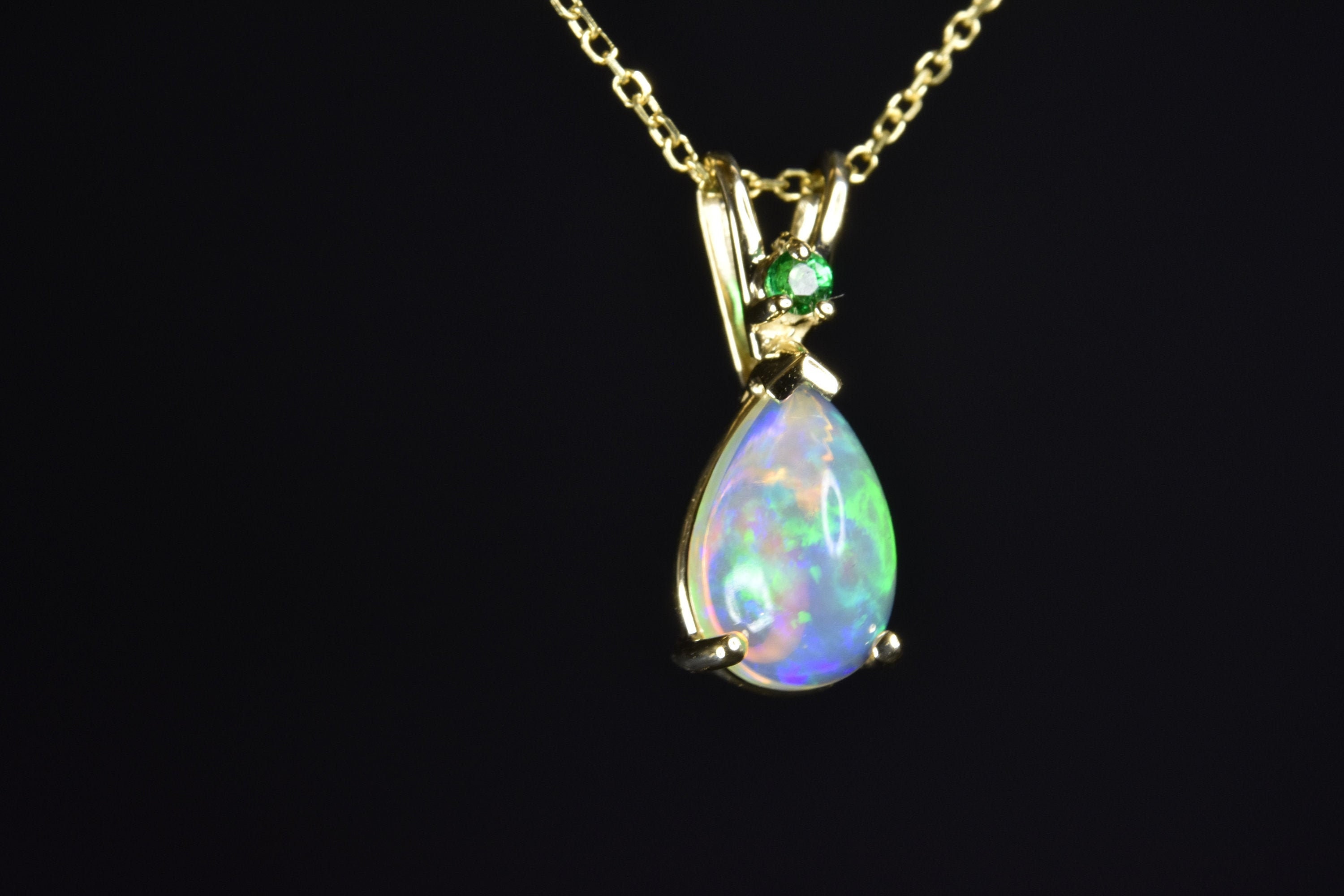 EMERALD OPAL GOLD Necklace Ready to ship gift Natural Etsy