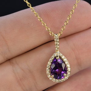 AMETHYST DIAMOND Necklace, Gift for wife, Amethyst Diamond pendant in 14kt Gold, Necklaces for women, Gift for her, Gemstone necklace