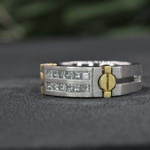 Mens Diamond Ring in 14kt Gold Gift for him Rings for men Mens jewelry Gift for men Male ring Fancy Diamond ring image 3