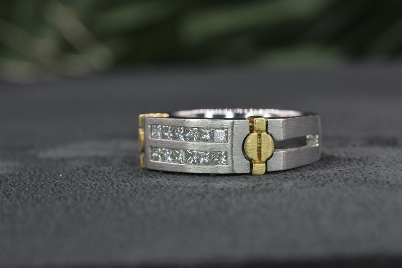 Mens Diamond Ring in 14kt Gold Gift for him Rings for men Mens jewelry Gift for men Male ring Fancy Diamond ring image 3