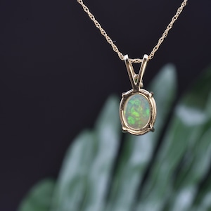 EMERALD OPAL GOLD Necklace, Natural Emerald Pendant, Jewelry Gift, Opal ...