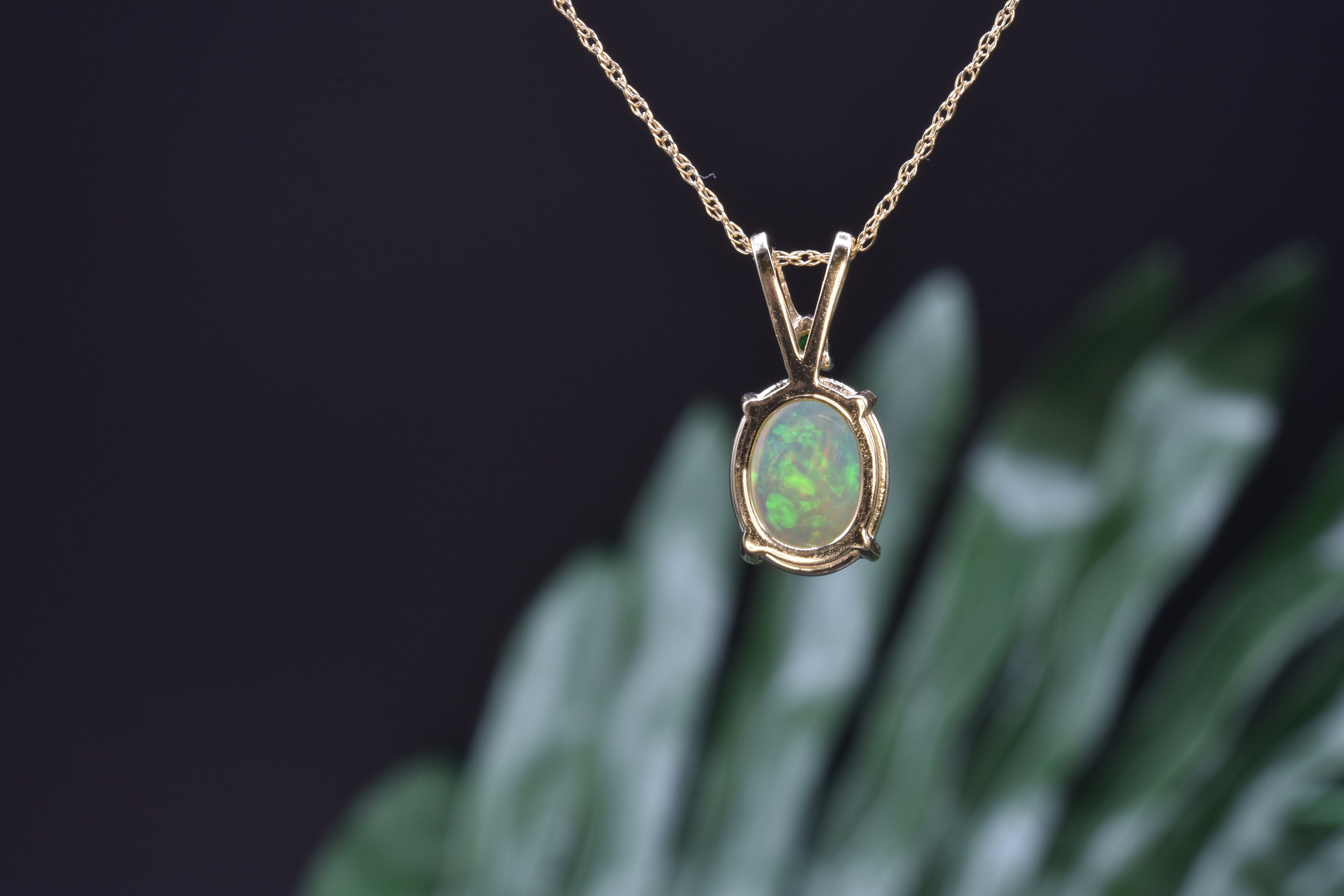 EMERALD OPAL GOLD Necklace Natural Emerald Pendant Jewelry Etsy
